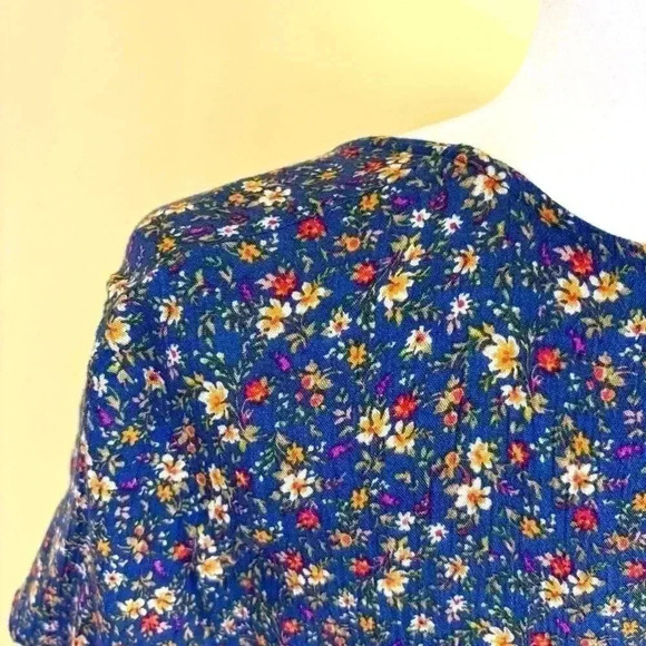 American Eagle Floral Peasant Boho V-Neck Button Down Tie Waist Crop Top Size S - Picture 9 of 15